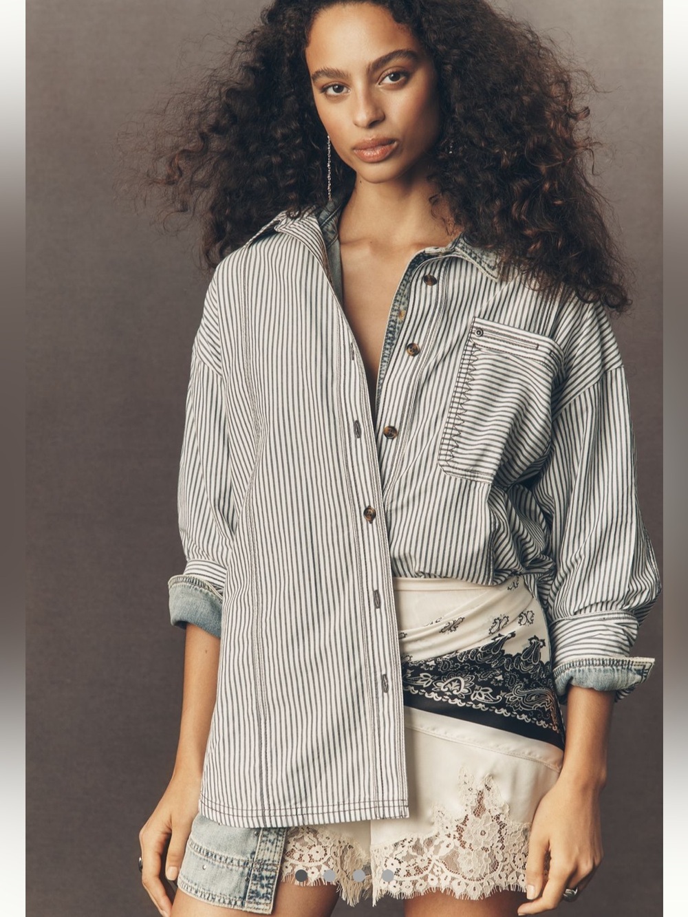 NWT Pilcro blue and white stripped button down top size xs